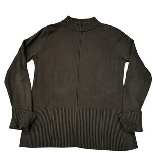 MARKET & SPRUCE Dark Green Mock Neck Center Seam Sweater Medium Cuffed Sleeves